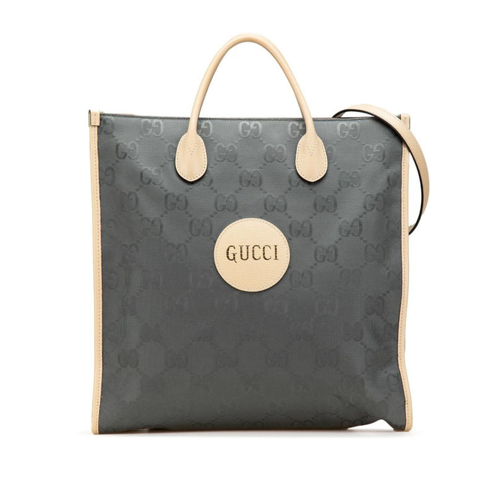 Gucci GG Off the Grid Long 2way Shoulder Bag Gray Beige Cream Leather